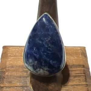 Late 1990’s Sodalite 925 Sterling Silver Ring, Size 7.5